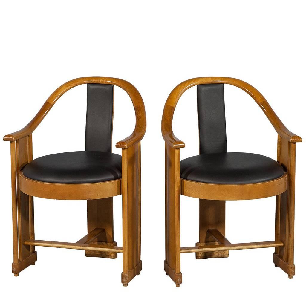 Pair of 1930s Mahogany Art Deco Armchairs