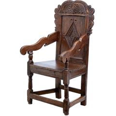 Late 17th Century Carved Oak Wainscot Chair