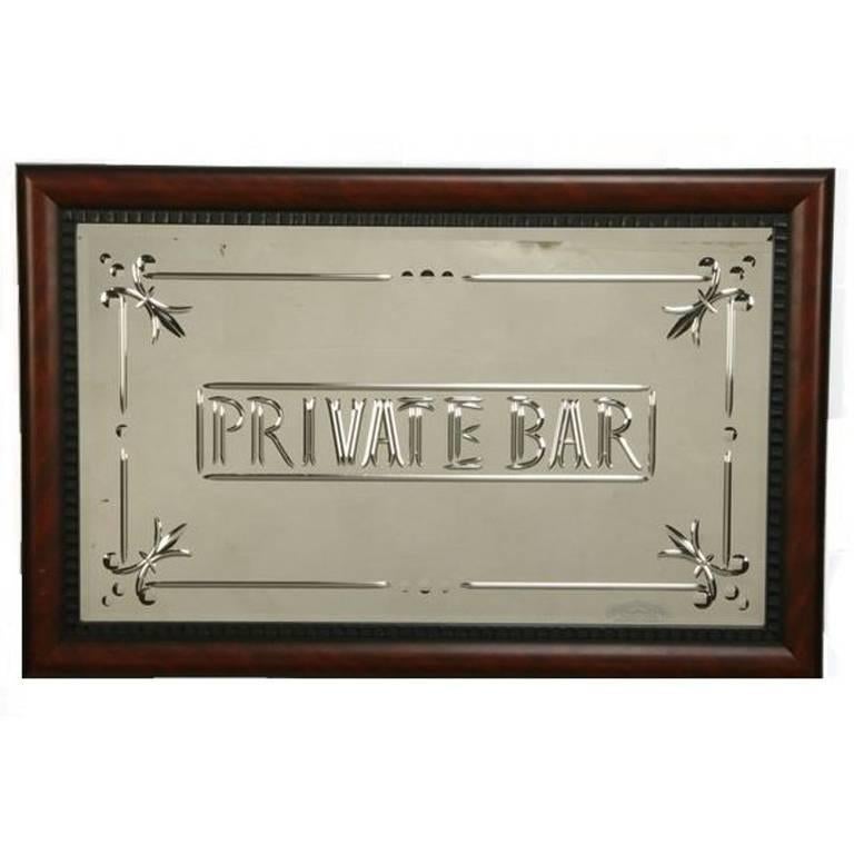 Etched Private Bar Wall Mirror