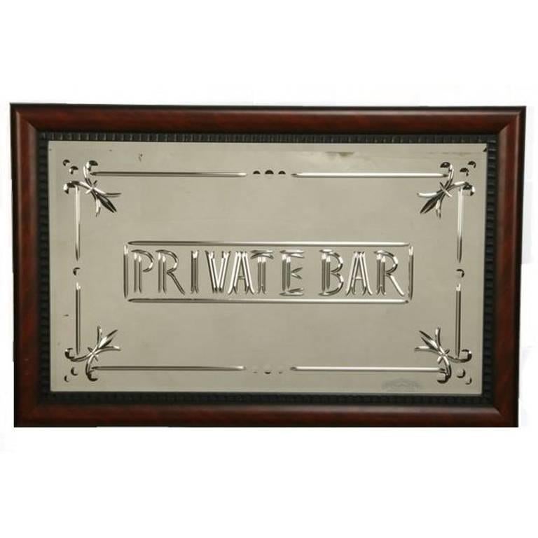 Etched Private Bar Wall Mirror at 1stDibs bar mirror with shelves