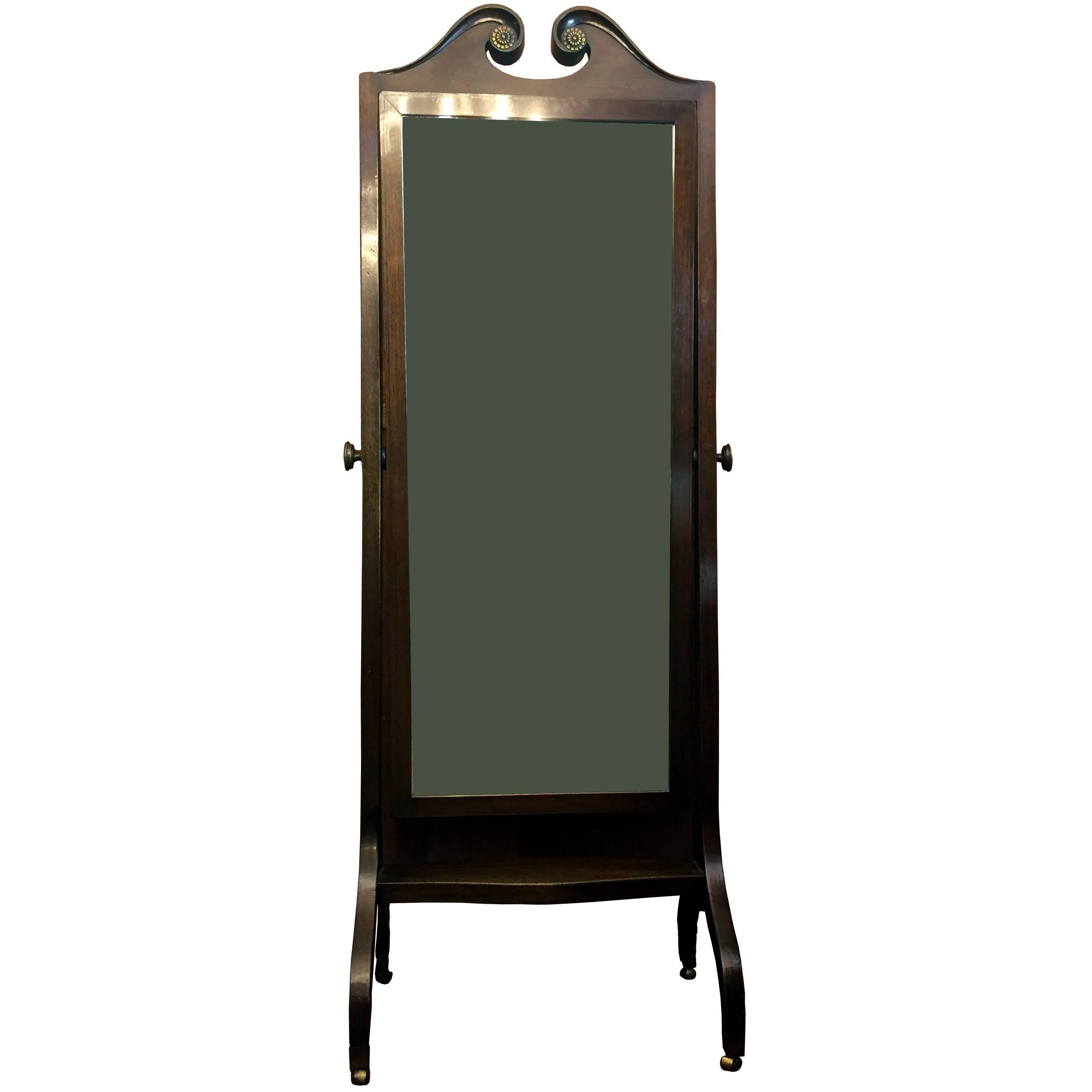 Antique Edwardian Mahogany Full Length Cheval Mirror, circa 1910 For Sale