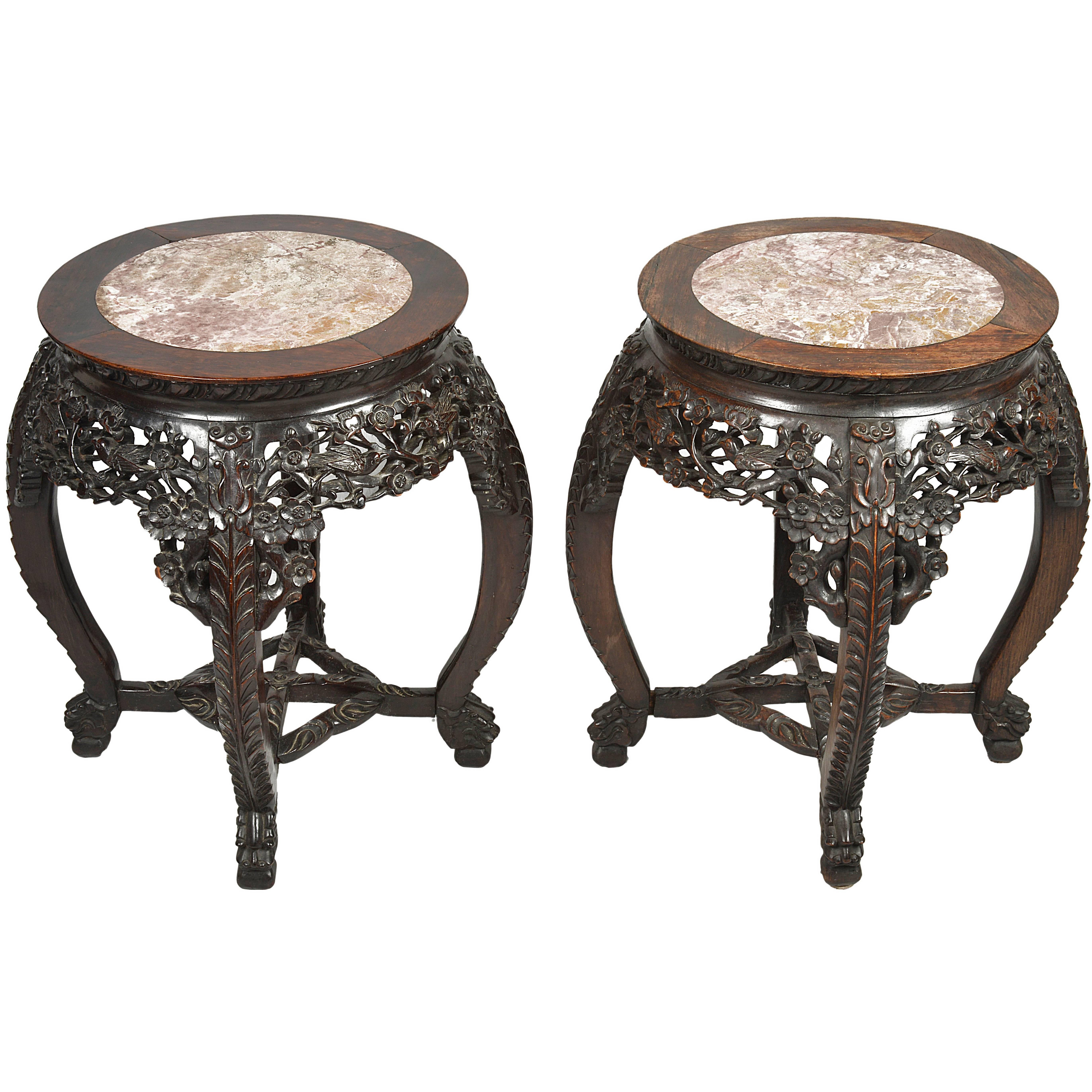 Pair 19th Century Chinese Hardwood Stands For Sale