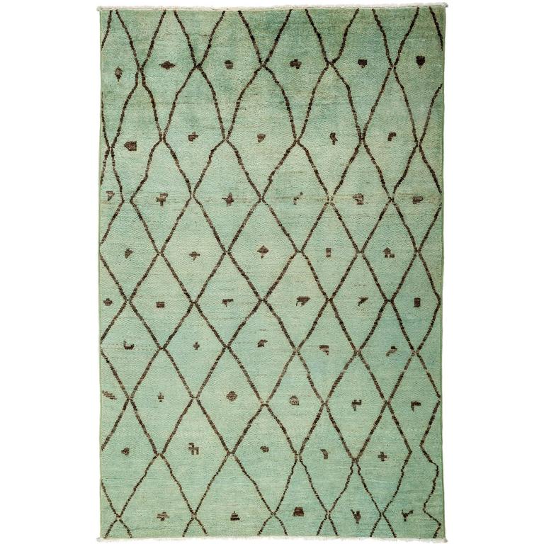 Green Moroccan Area Rug For Sale at 1stdibs