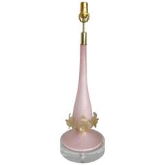 Vintage Pink Murano Lamp on Lucite Base