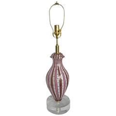 Vintage Pink Striped Murano Latticino Lamp