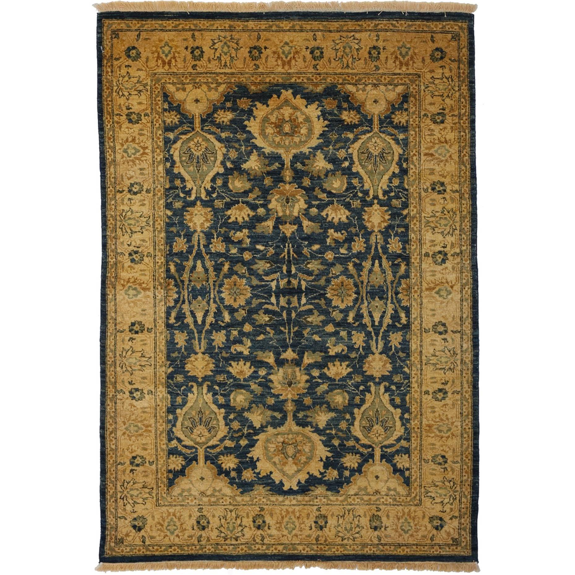 One-of-a-Kind Oriental Silky Oushak Wool Hand-Knotted Area Rug, Azure, 5'2 x 7'5