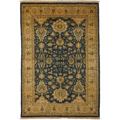 One-of-a-Kind Oriental Silky Oushak Wool Hand-Knotted Area Rug, Azure, 5'2 x 7'5
