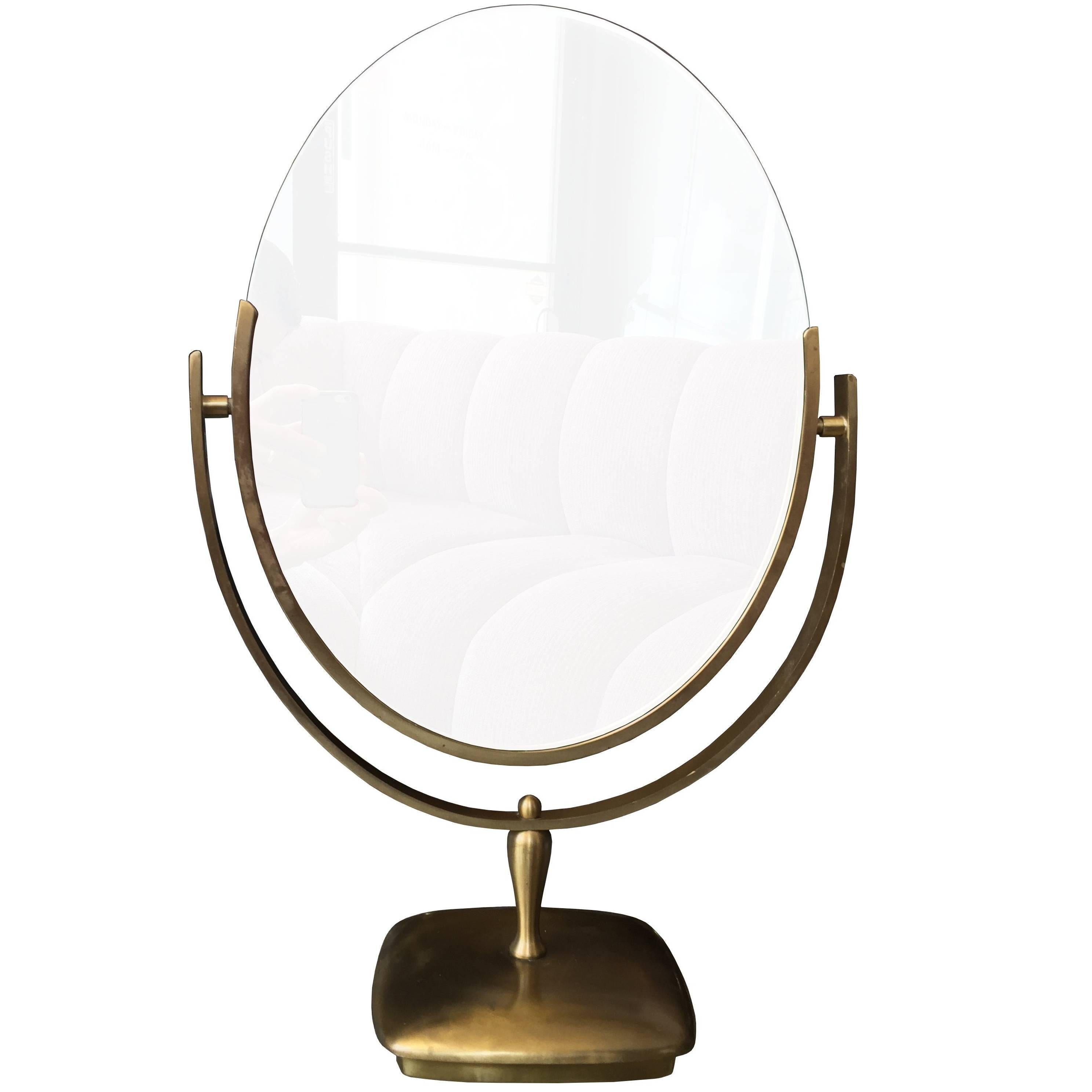 Large Brass Vanity Mirror by Charles Hollis Jones For Sale