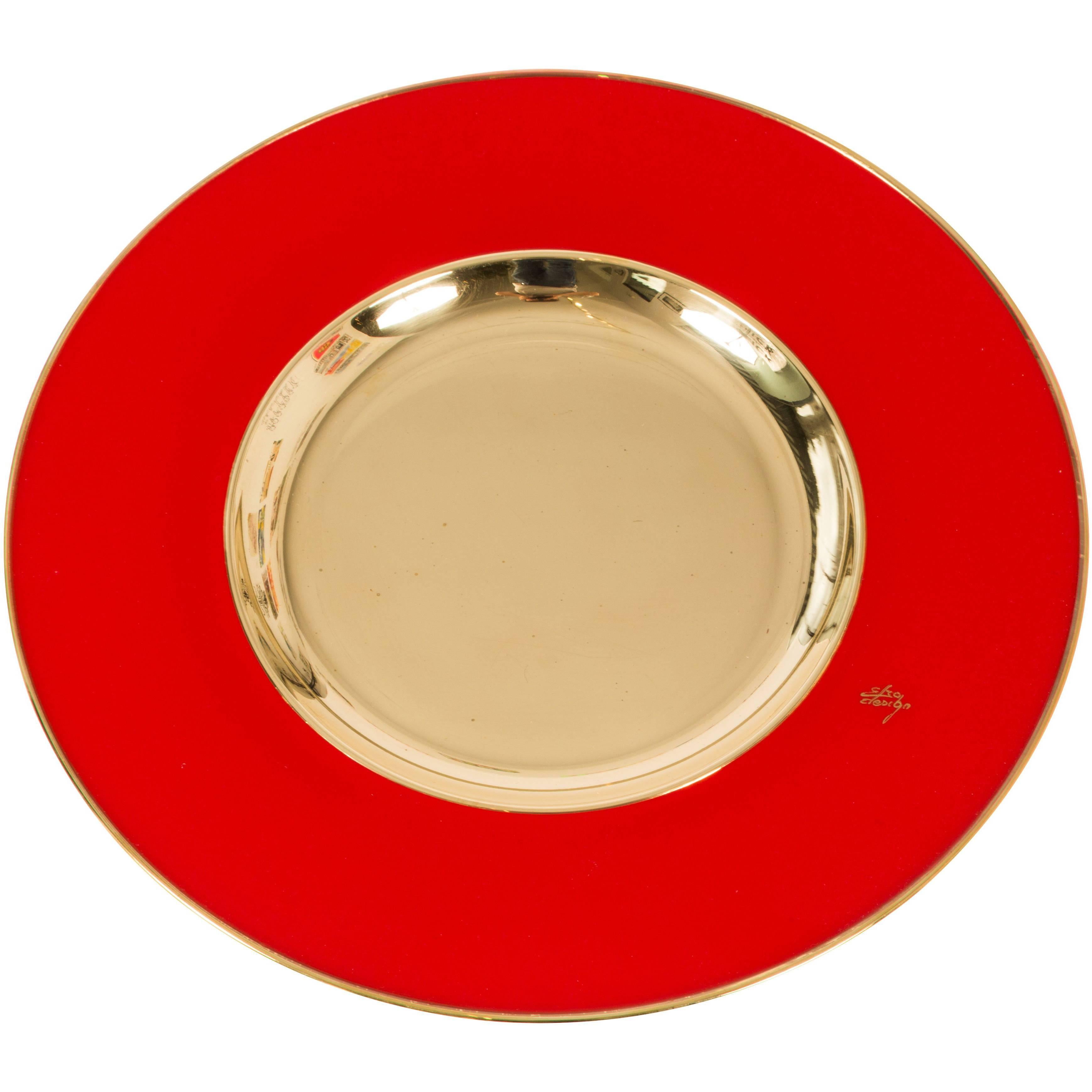 Chic Chargers in Brilliant Red and Brass by Etro Design
