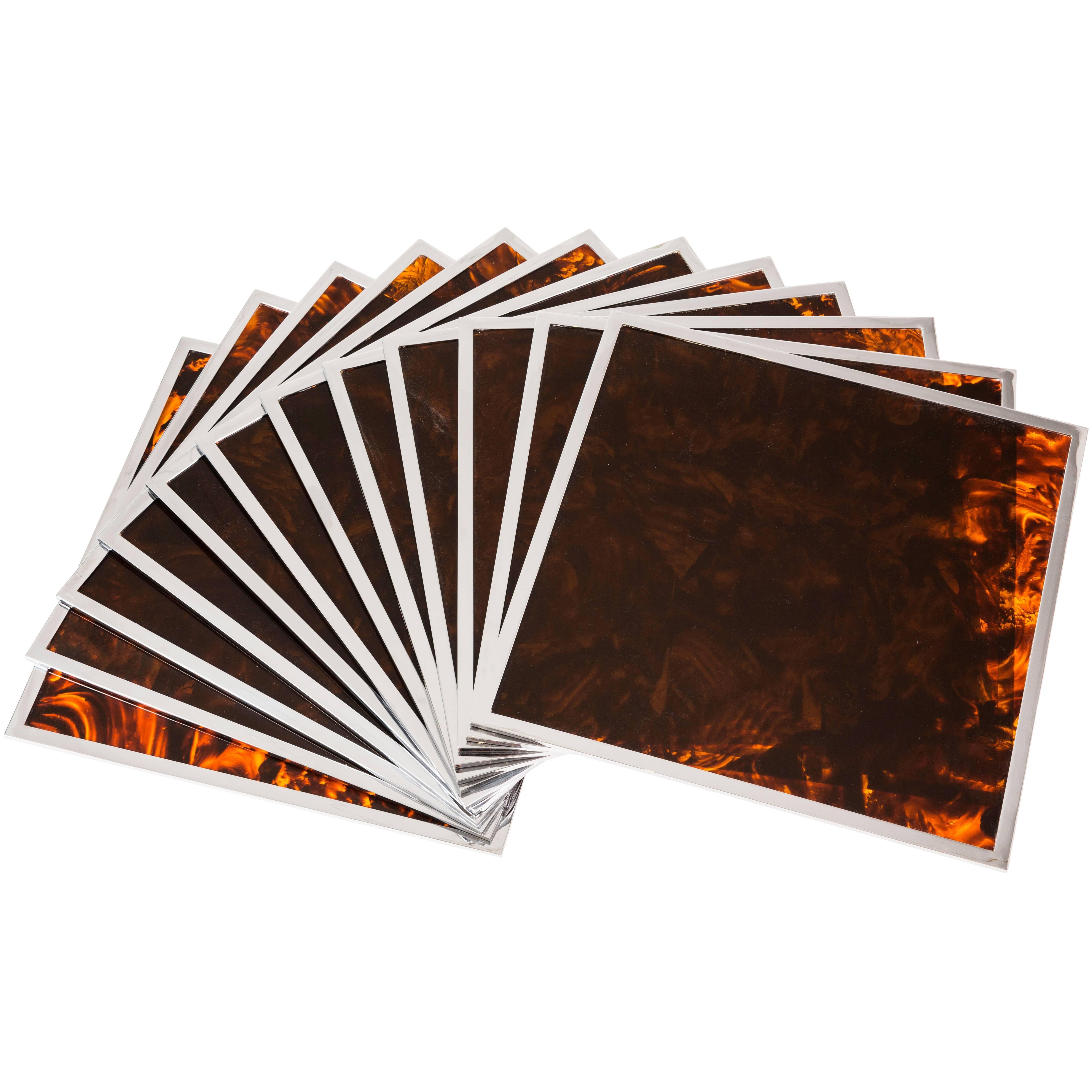 Chrome and Tortoise Shell Acrylic Place Mats