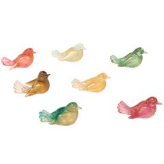 Group of Colorful Murano Glass Scatter Birds