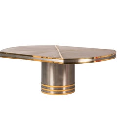 Vintage Brushed Stainless and Brass Dining Table