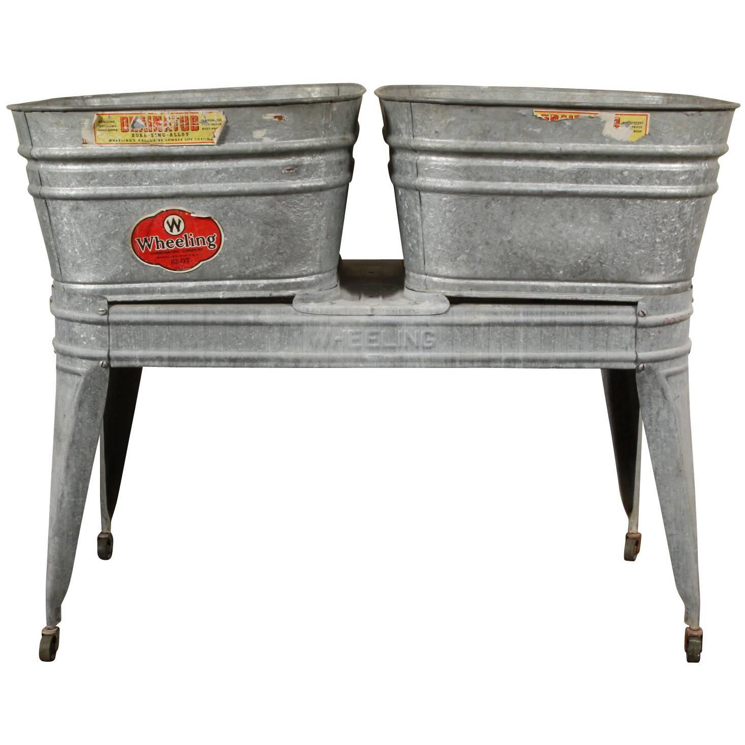 Double Galvanized Wash Tubs For Sale at 1stDibs