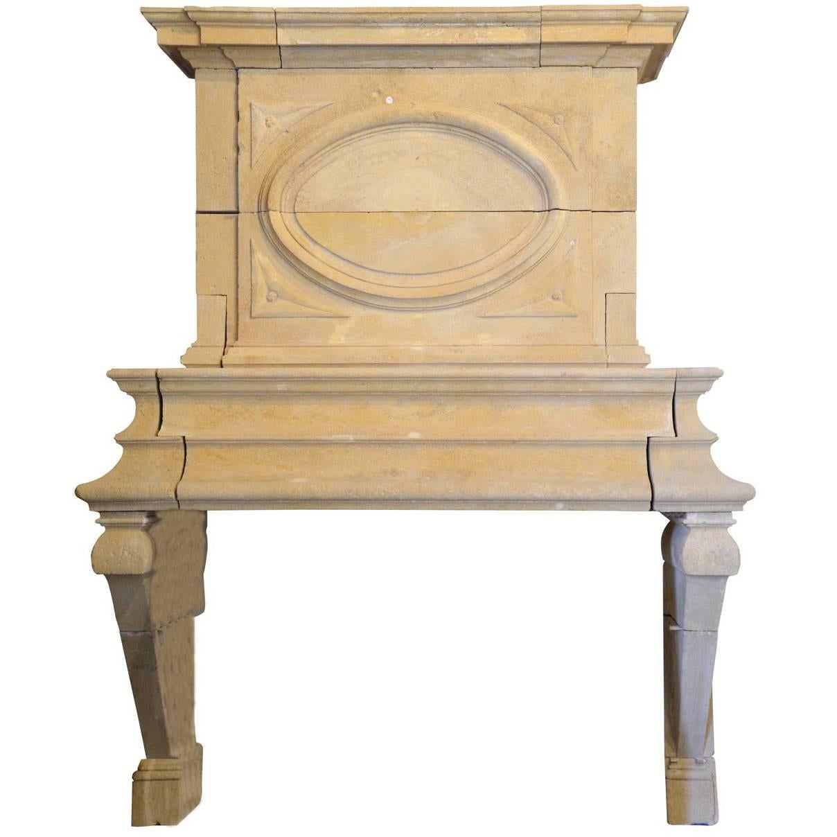 Louis XIII Jeaumont French Limestone Fireplace, 17th Century For Sale
