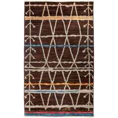 Tapis unique en son genre en laine marocaine nouée à la main, Hickory, 4' 10 x 8