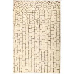 One-of-a-Kind Moroccan Wool Hand-Knotted Area Rug, Parchment, 5' 1 x 7' 8