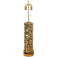Gold Pebble Table Lamp Plaster, USA, 1970s