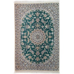 One-of-a-Kind Persian Nain Wool Hand-Knotted Area Rug, Teal, 3
 10 x 5
 9