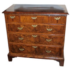 English Walnut Cottage Chest of Drawers, 18th Century