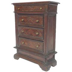 Early 18th Century Italian Four-Drawer Cabinet with Bone Inlays