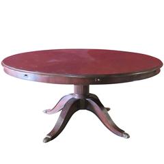 Burl Walnut Round Pedestal Dining Table