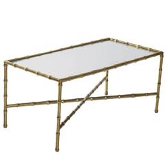 Petite Brass and Mirrored Top Cocktail Table by Maison Bagues 5