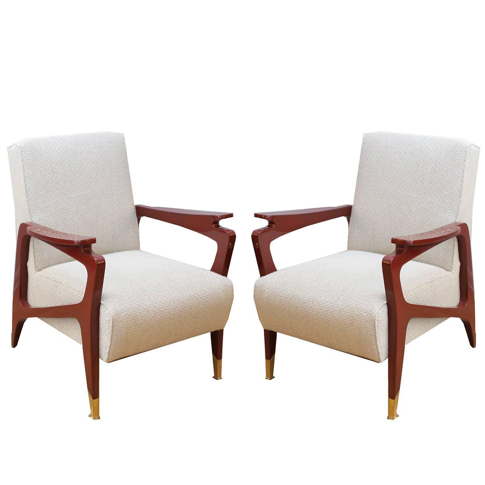 Pair of French Art Deco Armchairs, circa 1940s For Sale