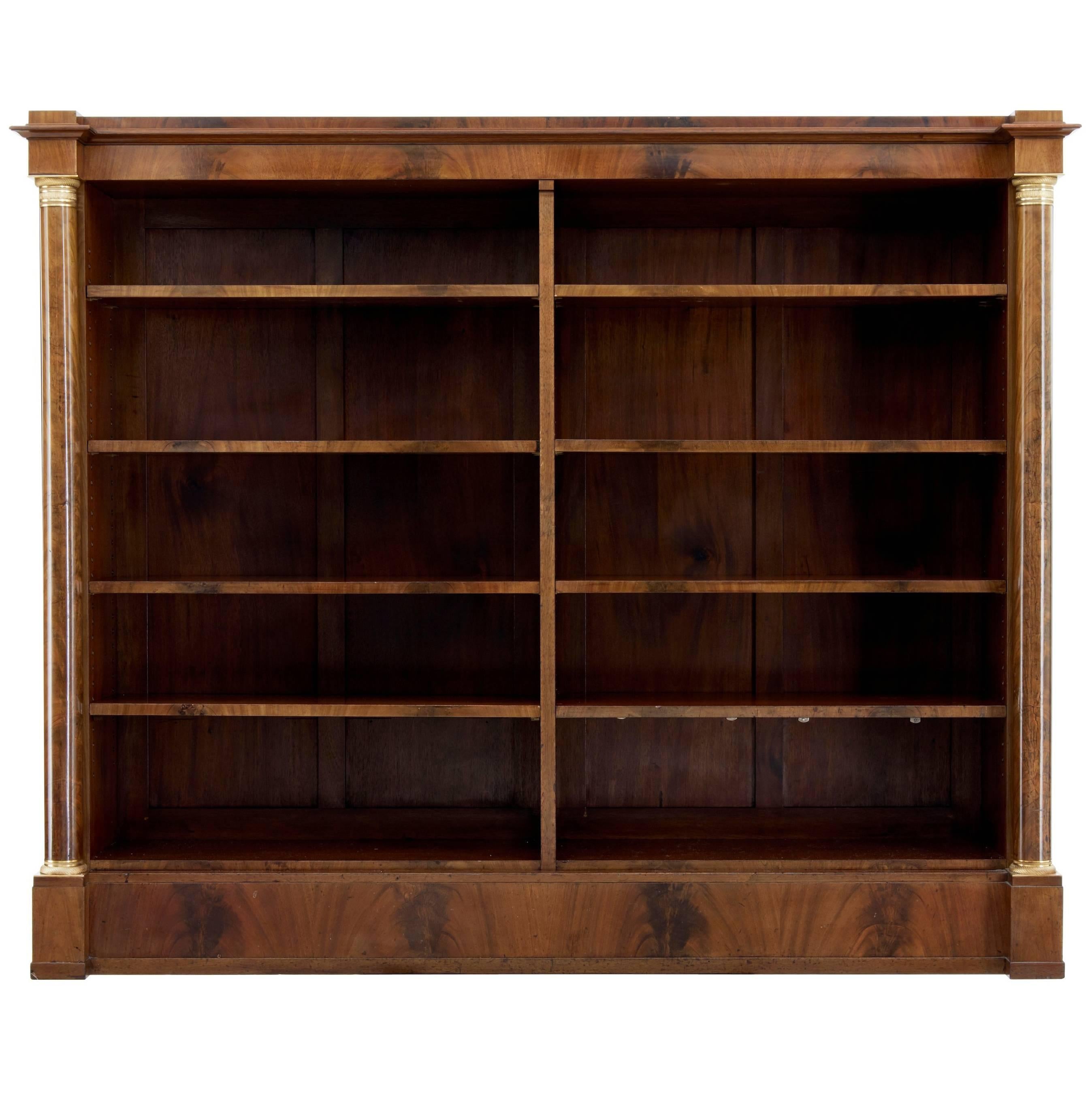 Late 19th Century Mahogany Empire Influenced Open Bookcase