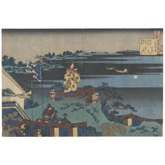 Japanese Four Old Kyoto Garden Woodblock Prints 18th 19th