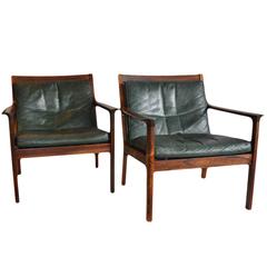 Fine Pair of Rosewood Mid-Century Frederik Kayser Armchairs