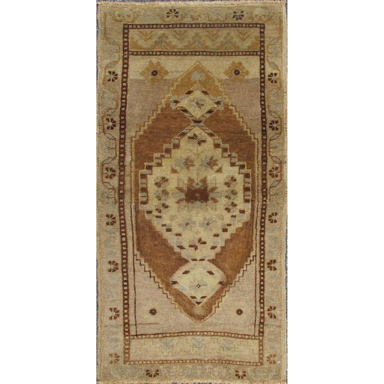 Small Turkish Oushak Carpet With Central Medallion In Light Brown Small Turkish Oushak Carpet With Central Medallion In Light Brown Taupe Gray For