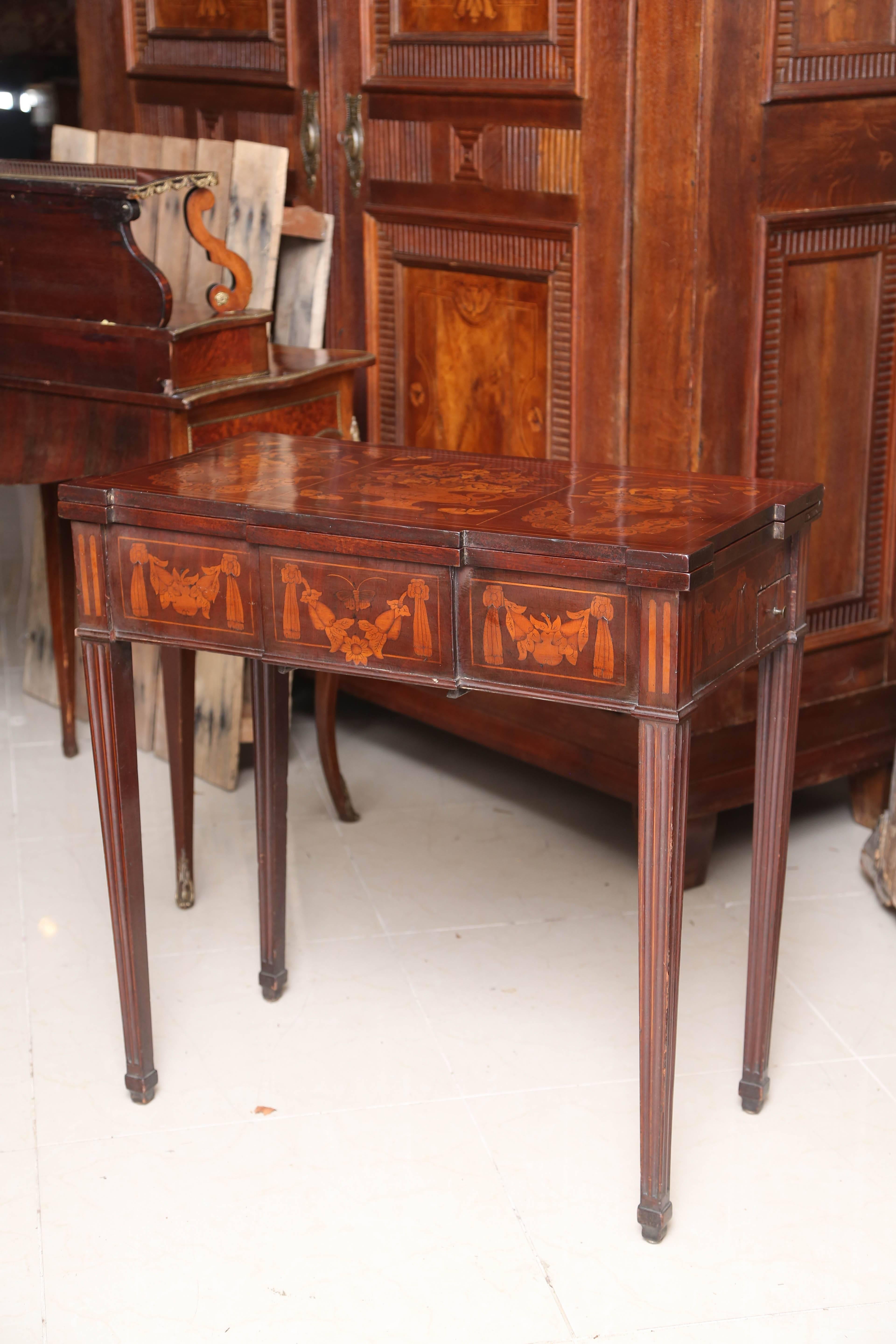 Superb 19th Century Dutch Marquetry Flip-Top Game Table 2