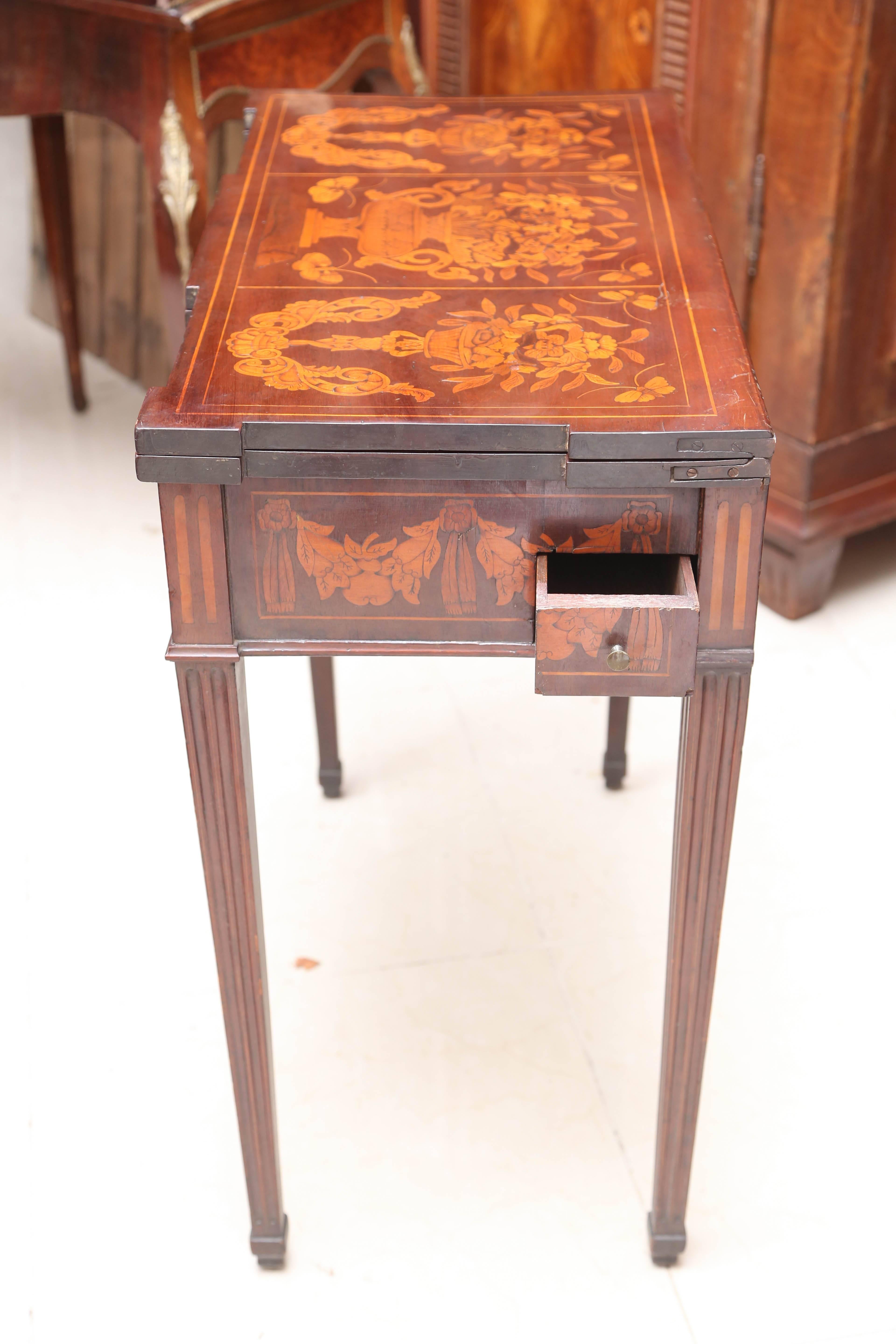 Superb 19th Century Dutch Marquetry Flip-Top Game Table 3