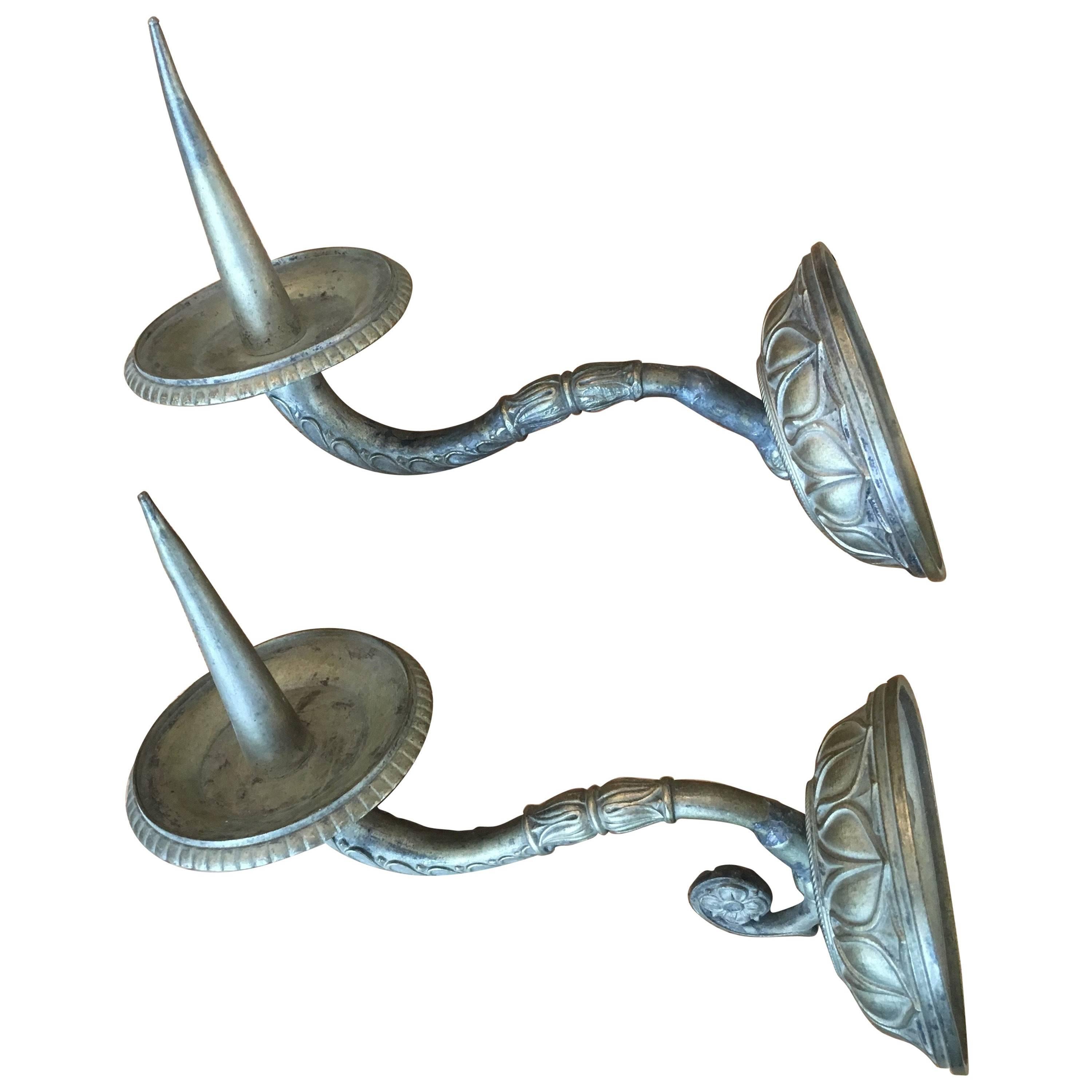 Pair of 19th Century Pricket Candle Sconces