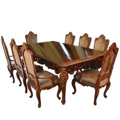 Antique Italian Dining Room Set with Table, Chairs, Buffet, Consoles, Credenza