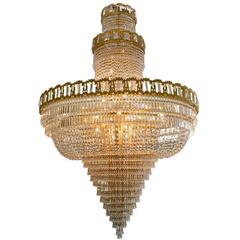 Very Large Mid-Century Gold Plated Austrian Crystal Chandelier