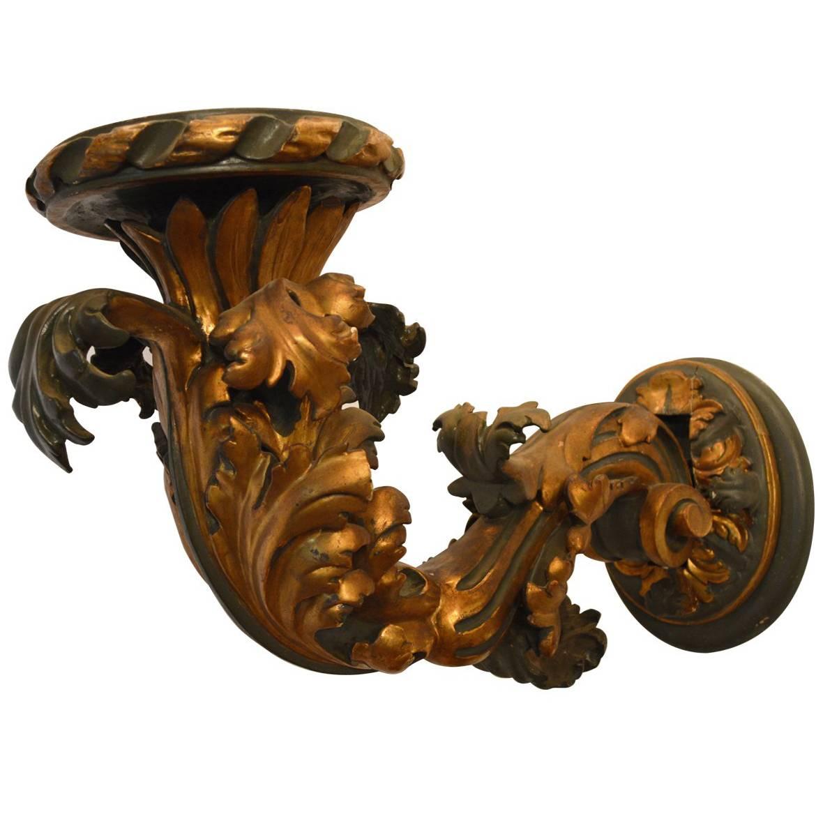 18th Century Large Gilt Hand-Carved Wall Sconce For Sale