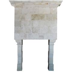 Louis XIII Period Stone Fireplace with Overmantel Piece, 17th Century