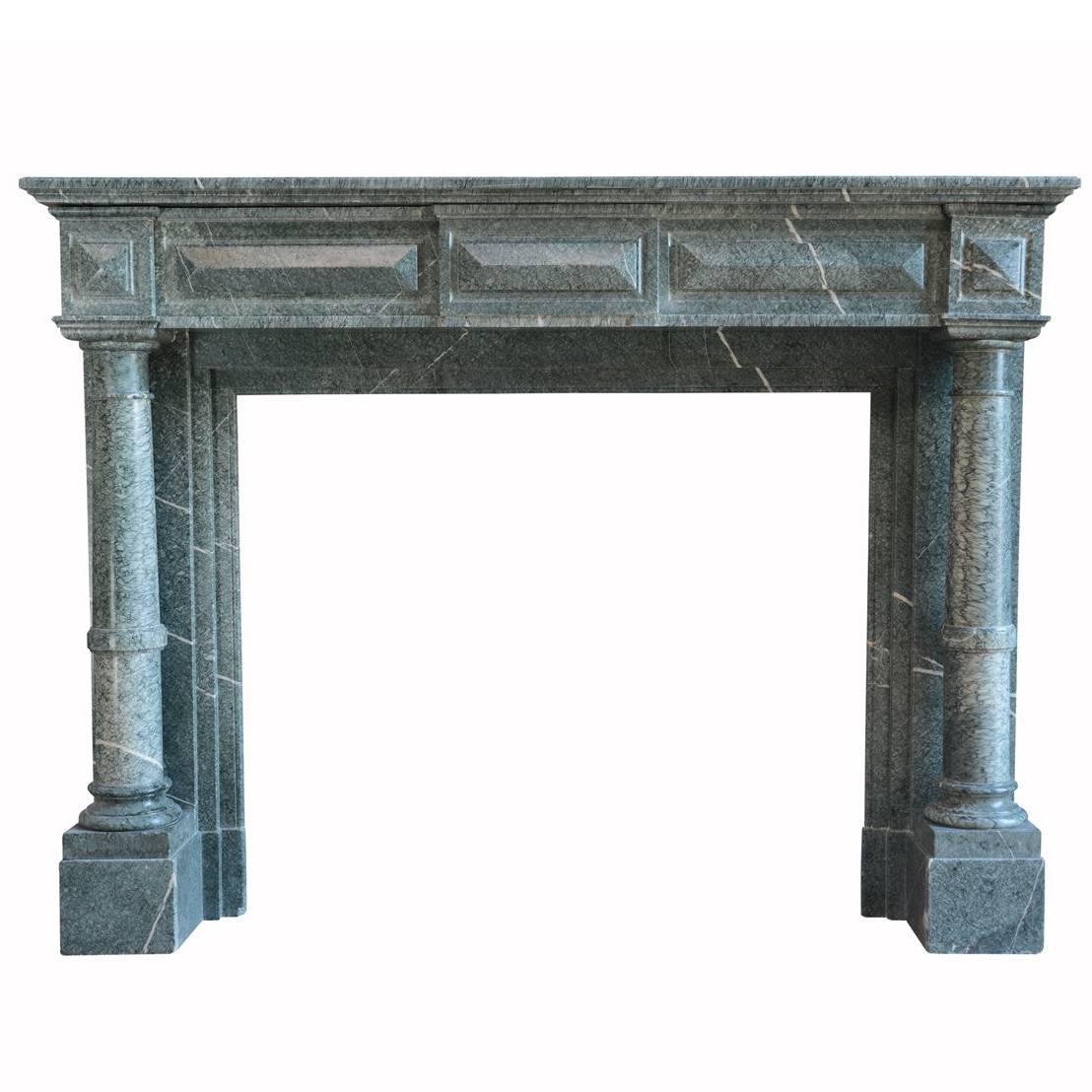 Napoleon III Fireplace in Green Marble of Serravezza, 19th Century For Sale