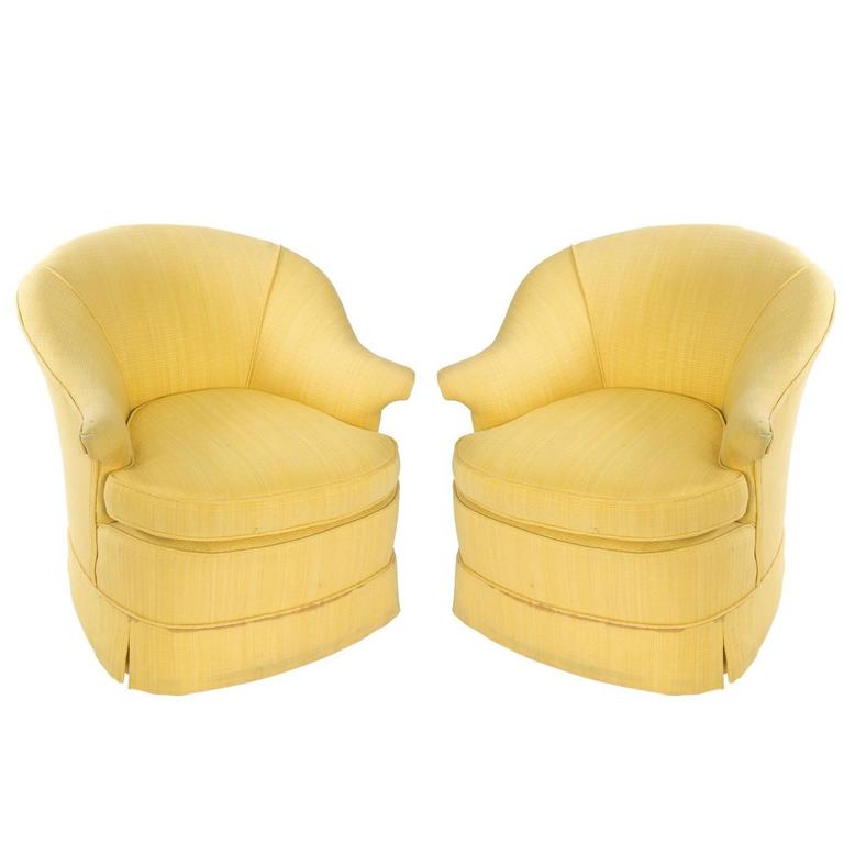 Pair of Yellow Slipper Chairs For Sale at 1stDibs