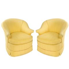 Pair of Yellow Slipper Chairs 1