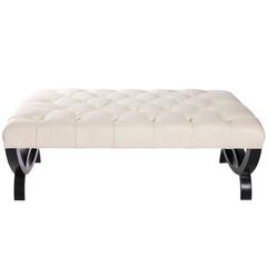 Tufted Leather Baker Ottoman