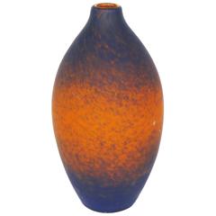 Charles Scheider French Art Deco Cobalt Blue to Orange Vase, circa 1930 7