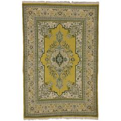 Green and Yellow Vintage Persian Tabriz Rug with Traditional Style 8