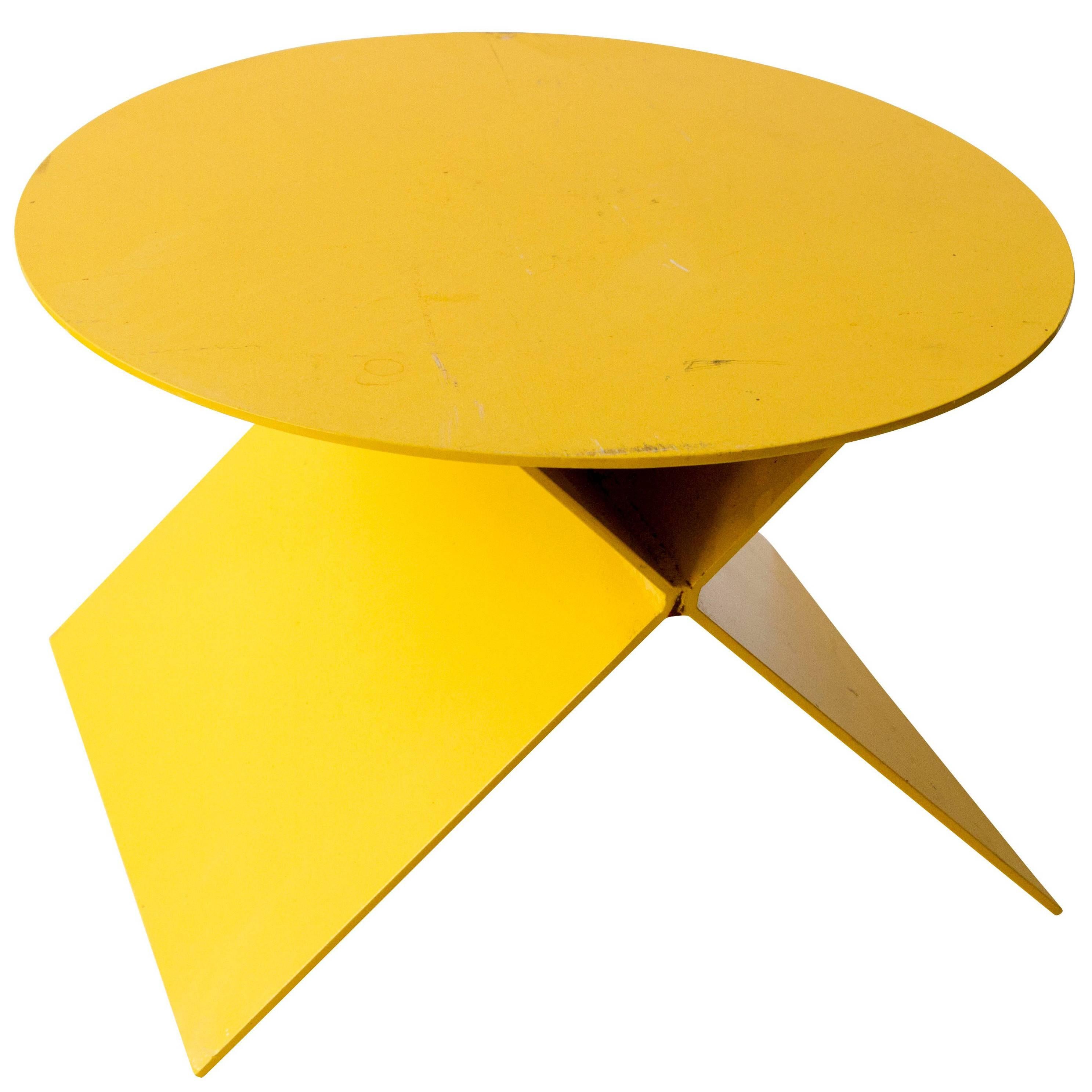 Modern Steel Plate Side Table in Chromium Yellow