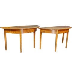 Pair of Neoclassic Birch Demilune Console Tables