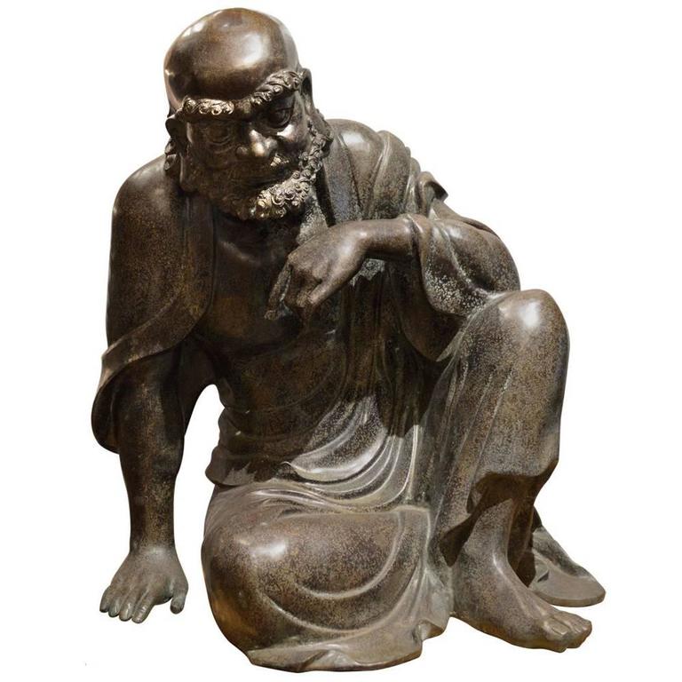 Large Antique Chinese Bronze Lohan Statue at 1stDibs