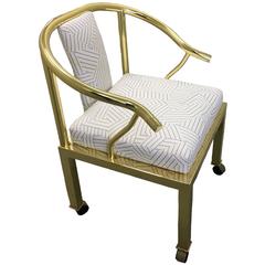 Polished Brass Horseshoe Desk Chair by DIA