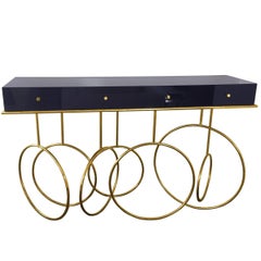 Brass and Lucite Console Table by Amparo Calderon Tapia