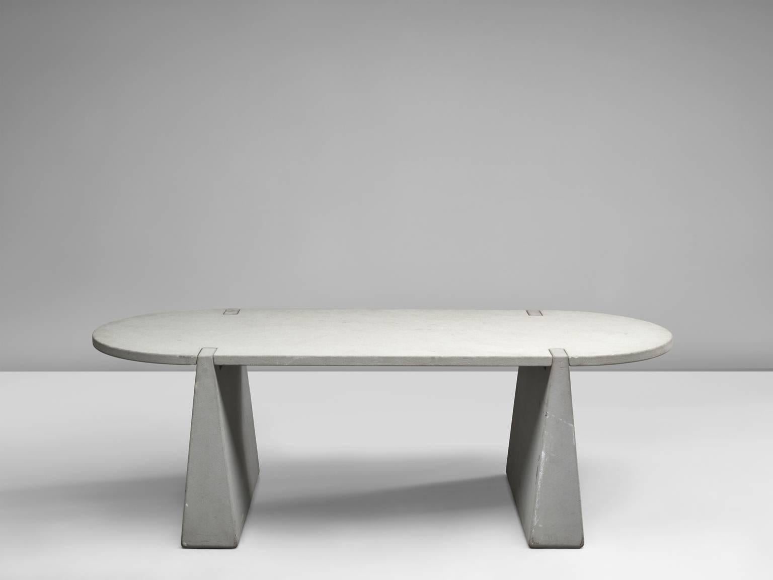 Post-Modern Angelo Mangiarotti Large Dining Table in Concrete, Italy 1970s